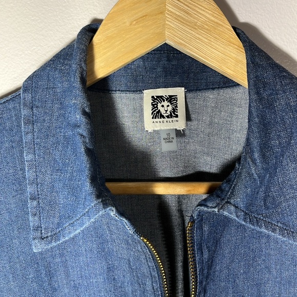 Anne Klein Jean V-neck Midi Dress Size 10 Cap Sleeves - Picture 3 of 6